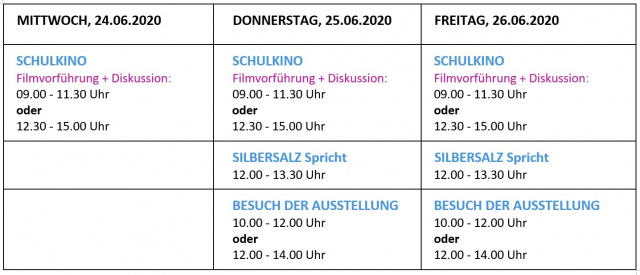 SILBERSALZ Festival 2020 Zeiten Schulprogramm